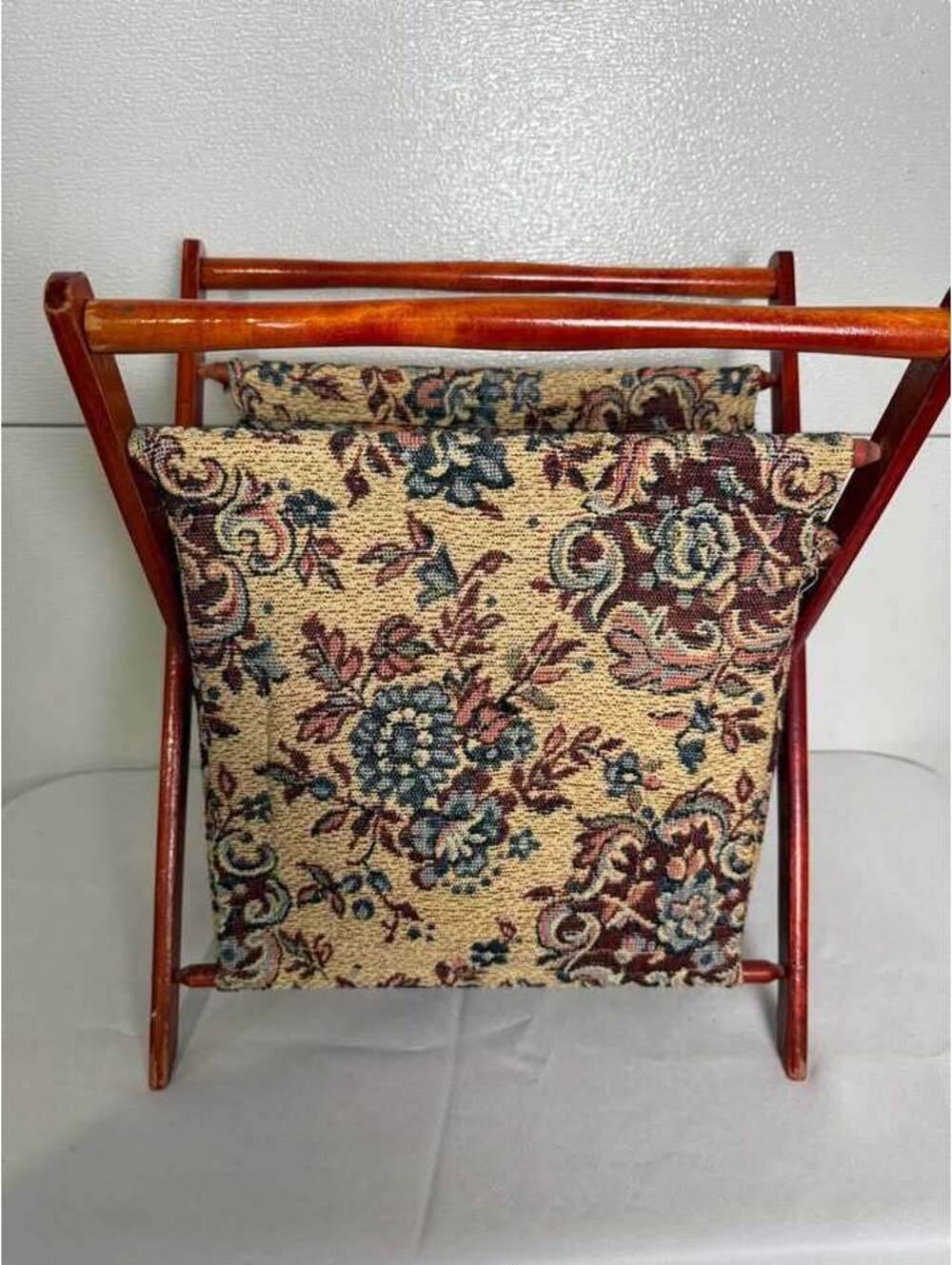 Vintage Folding Tapestry Magazine or knitting Rack